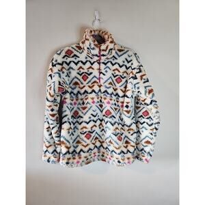 Eddie Bauer Fleece Pullover Womens Sz Small Aztec Geo Quarter Zip Southwestern